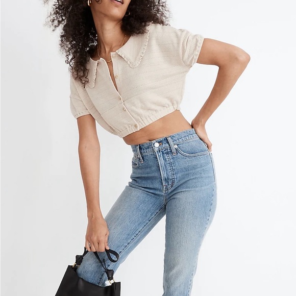 Madewell top: Ruffle-Collared Crop Top - Picture 2 of 6